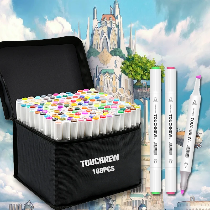 TOUCHNEW 30/80/168 COLORS Sketching Markers Drawing Pen Set Dual Tip Brush Pens for Bookmark Manga School Color Pen Art Supplies