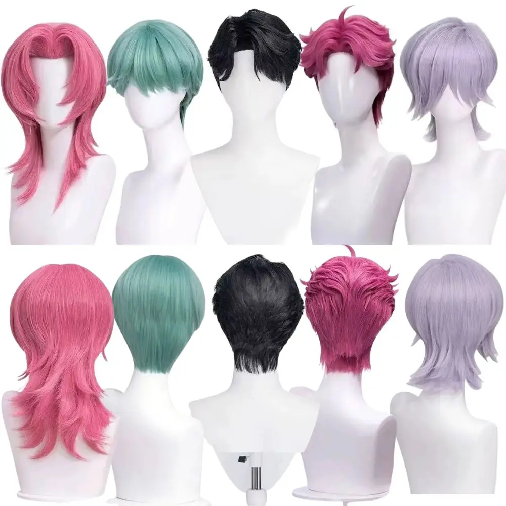 Peruka Cosplay Kpop Demon Hunters Saja Boys Jinu Baby Abby Mystery Romance dla Mężczyzn z Darmowym Czepeczkiem na Perukę Akcesoria Halloween