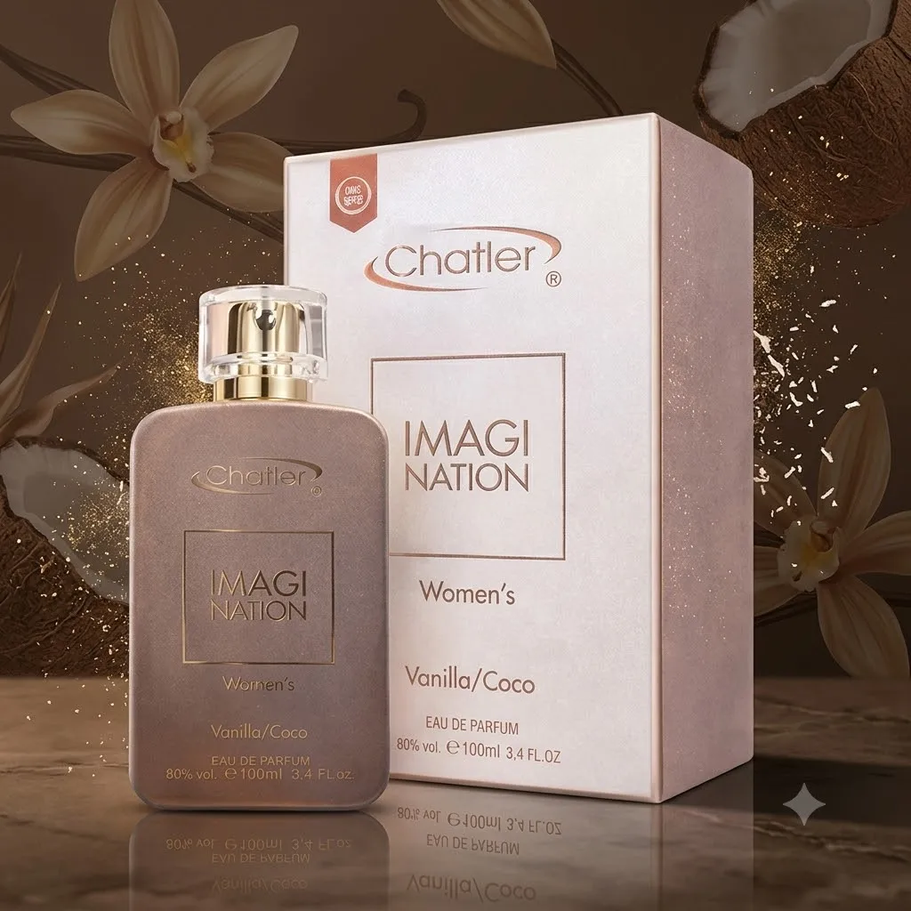 Imagination Parfum Femme Vanille Coco 100ml - Chatler. Parfum pour femme, oriental gourmand, Eau de Parfum aux notes de vanille crémeuse et de noix de coco exotique.