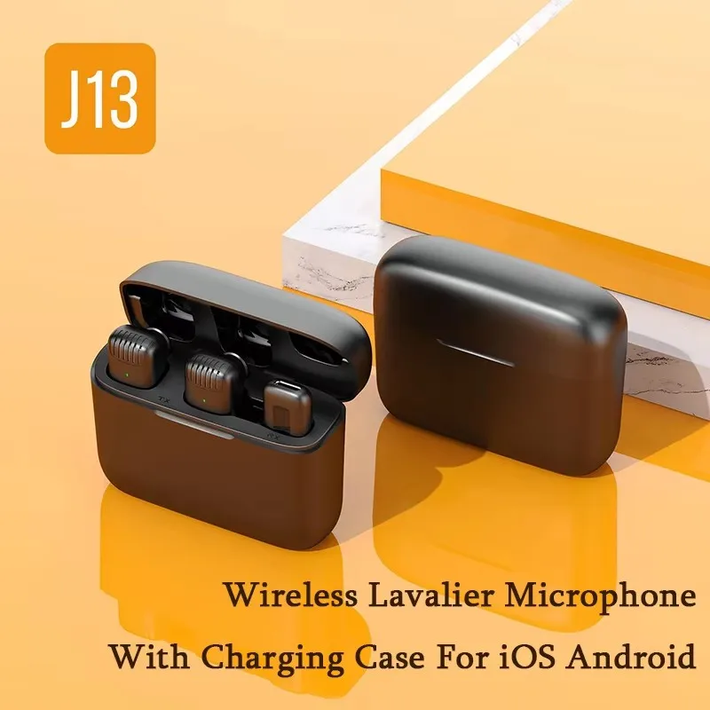 ميكروفون FANGTUOSI اللاسلكي Lavalier مع علبة شاحن وجهاز استقبال الصوت والفيديو المحمول لهاتف iPhone Android Tablet Gaming Live