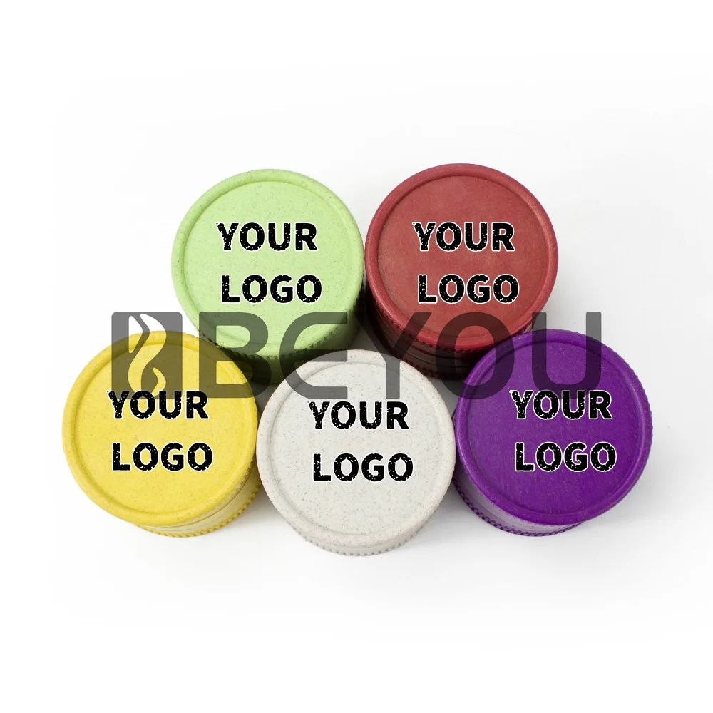Biodegradable Plastic Grinder Custom Logo 4 Layer Tobacco Cigarette Grider Reusable Degradation Smoking Accessories Brand Design