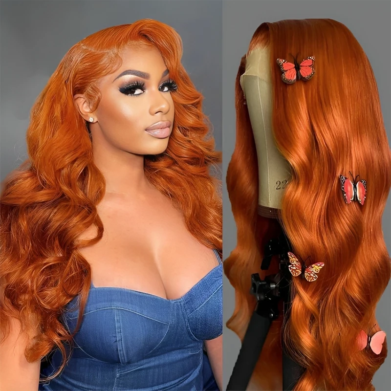 

13x6 Body Wave Orange Ginger Lace Front Wigs Human Hair For Women 13x6 Hd Glueless Lace Frontal Pre Plucked 100% Brazilian Wig