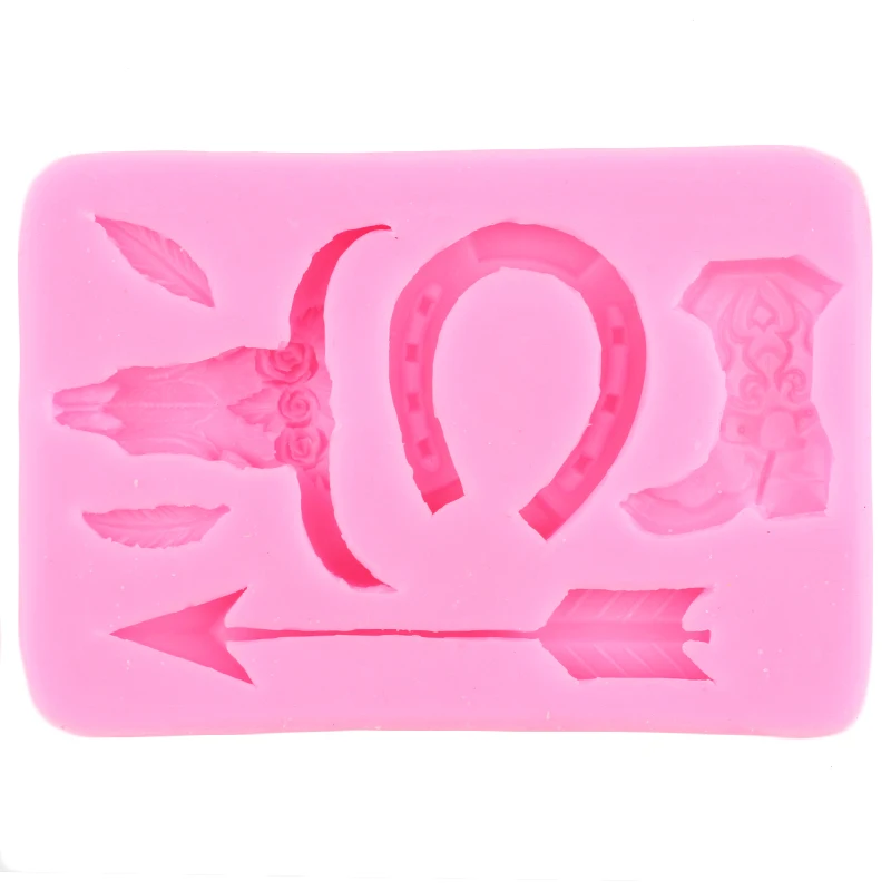 Bull Head Silicone Molds Feather Arrow Fondant Mold Cake Decorating Tools Cactus Chocolate Mould Horseshoe Hoof Candy Moulds