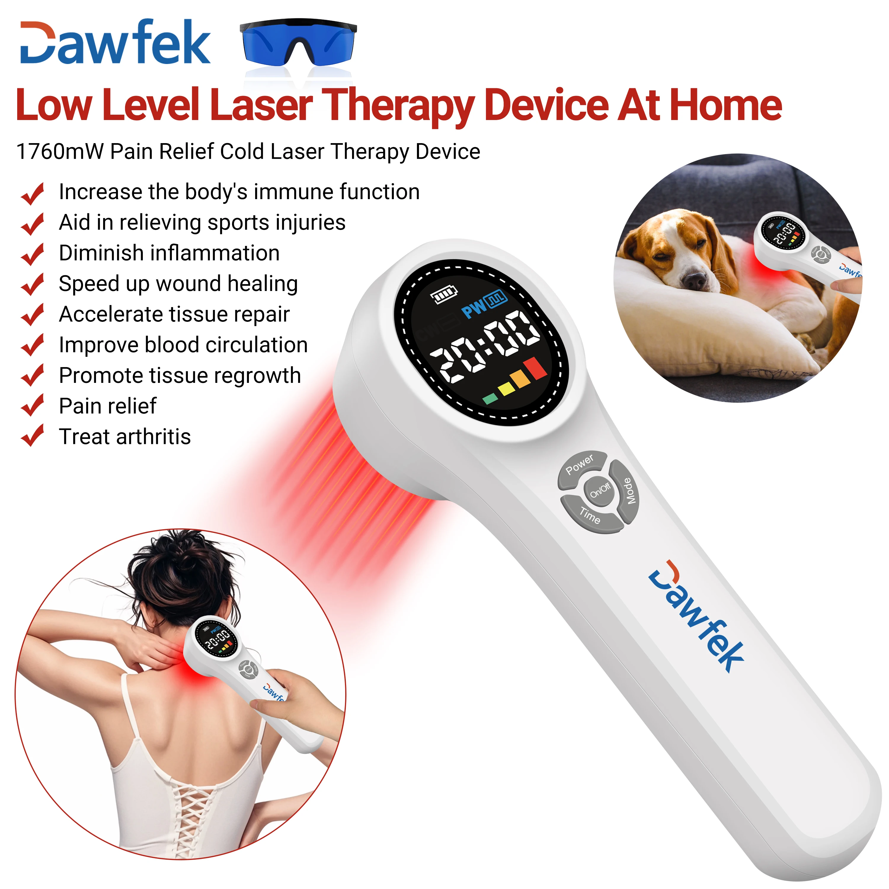 

Dawfek Low Level Laser Therapy For Joint Pain Cold Laser Lllt 16X660nm 4X810nm 4X980nm For Cervical Vertebra Pain Wound Injuries