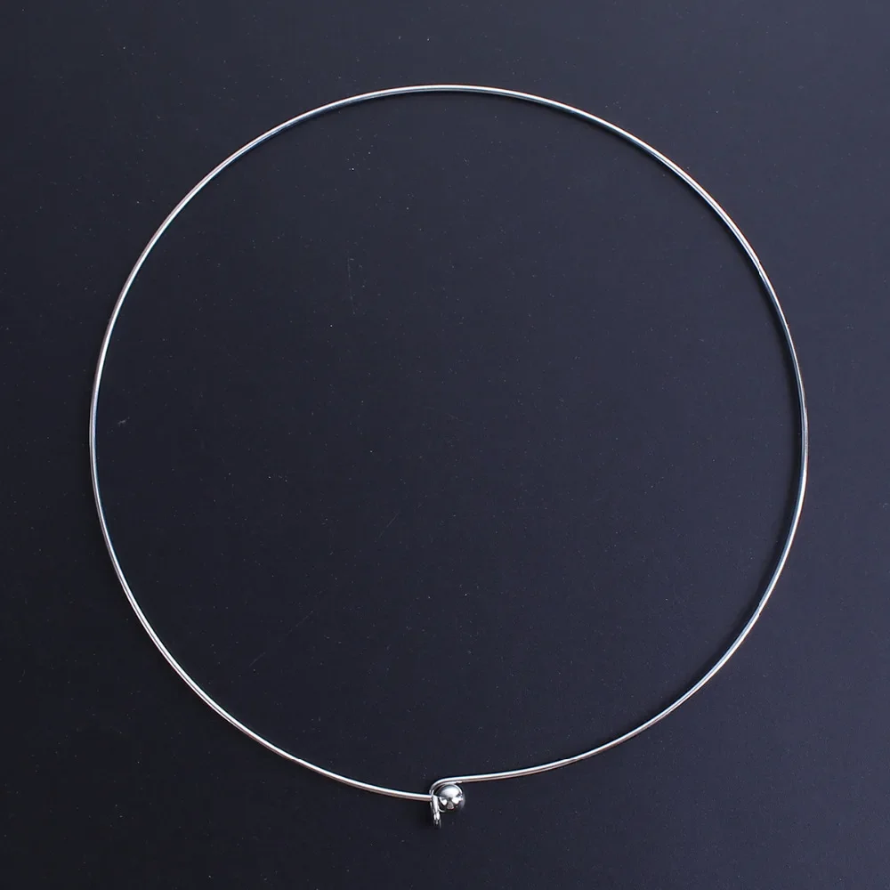 Collier ras du cou rond en acier inoxydable 304, avec embout à bille amovible, bijoux faits à la main, 45cm de long, 1 pièce