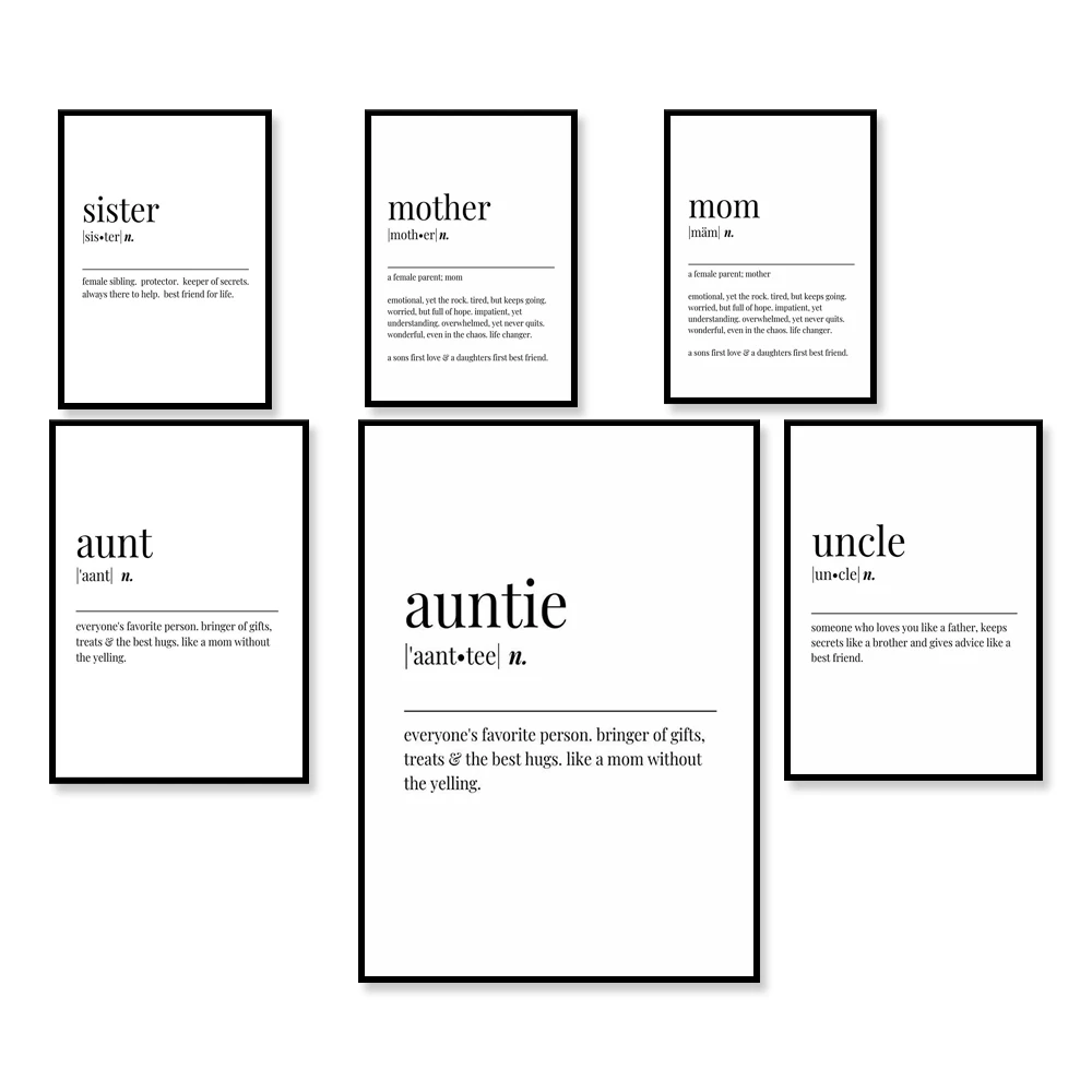 

Sisters, Moms, Aunts Define Wall Art Posters, Typography, Quote Prints, Family Love Wall Art | Printable Wall Art