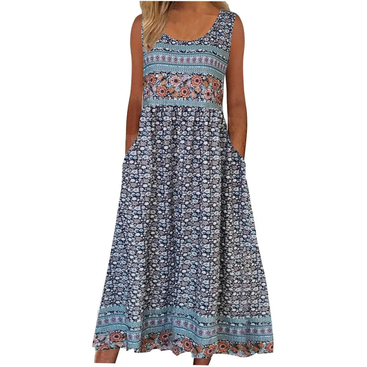Europa en de Verenigde Staten 2024 lente en zomer nieuwe print mouwloze pulloverjurk dames casual plus-size jurk - afbeelding 2