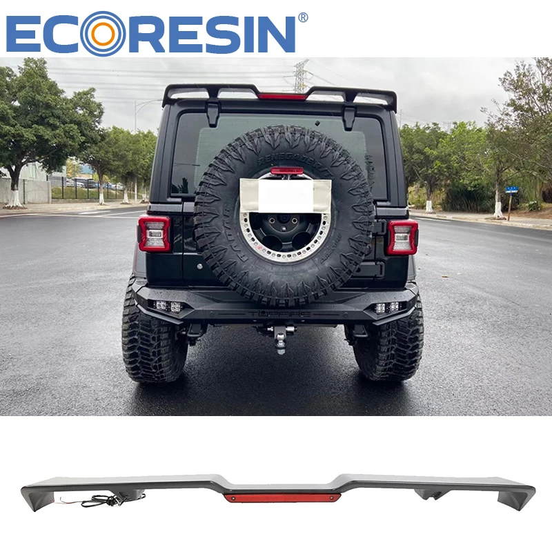 For Wrangler JK JL 2007-2022 Rear Tail Plane Car Spoiler ABS MidSpoiler LED  Roof Wing  Spoiler Trim Running Brake Signa lLight