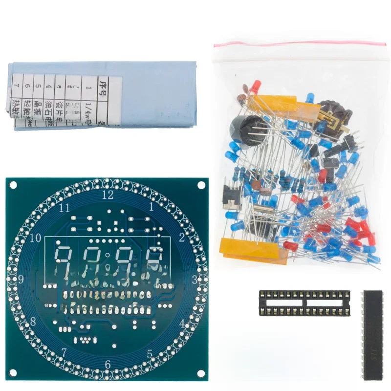 DIY obrotowy cyfrowy moduł wyświetlacza LED Alarm elektroniczny zestaw zegara cyfrowego 51 SCM tablica edukacyjna 5V DS1302 — zdjęcie 2