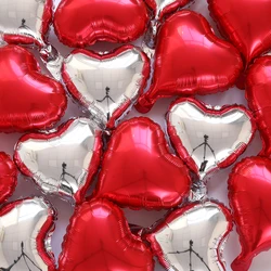 20/50pcs 5/10inch Red Love Heart Shape Foil Balloons Valentines Wedding Party Decorations Aluminum Foil Ballons Air Balls Globos