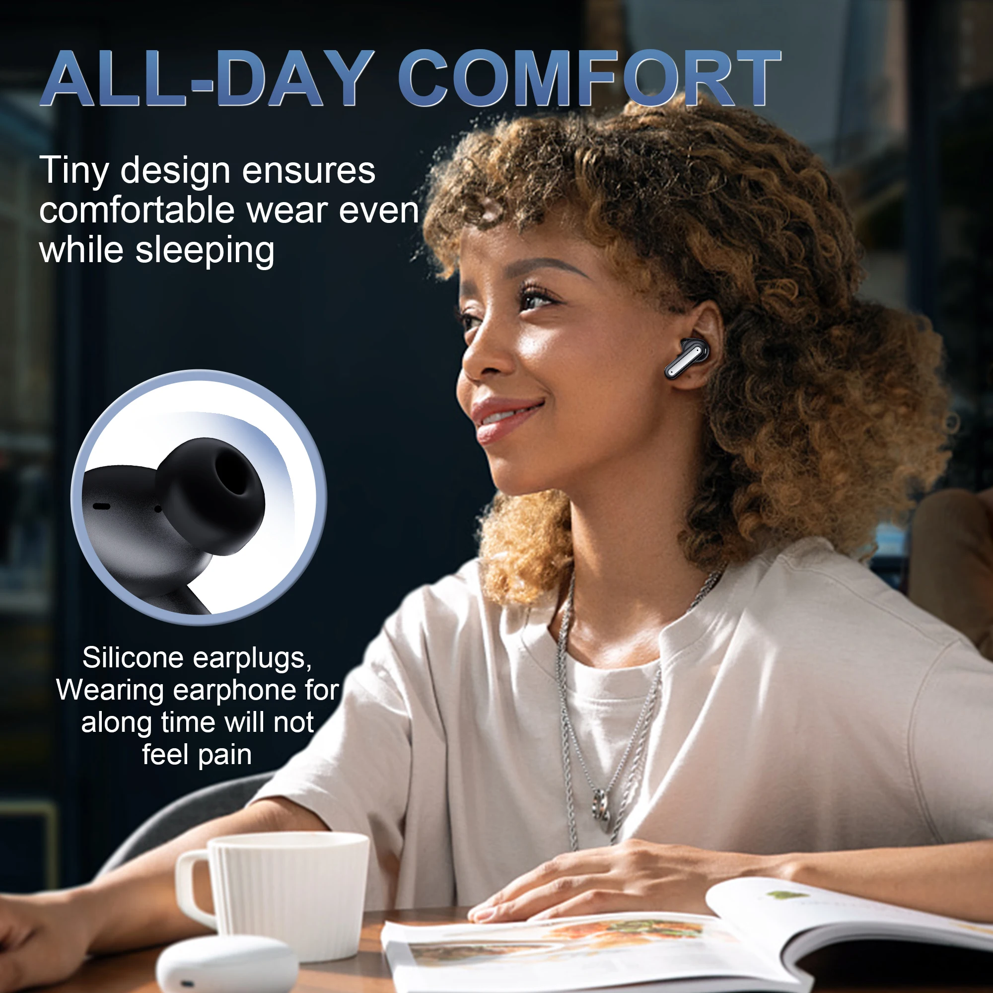 Fones de ouvido sem fio Sanlepus, fone de ouvido Bluetooth esportivo, som hi-fi, microfone HD, conexão automática, compatível com C e