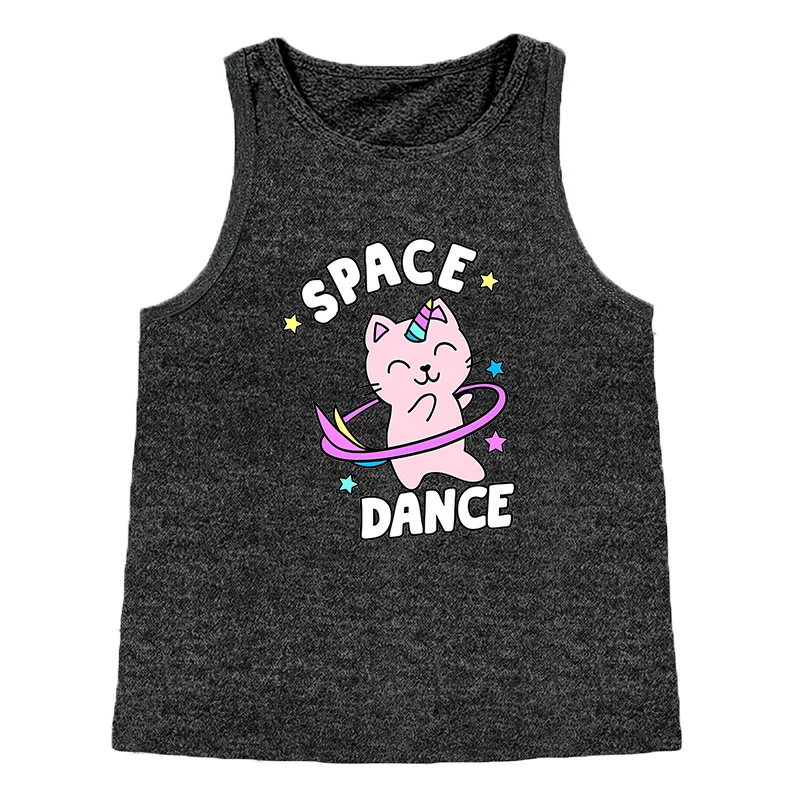 Love Space Dance Cat Baby Letter Fashion Women's Safety Tank Top Loose O Neck Sleeveless Casual Tank Top Women's Clothing