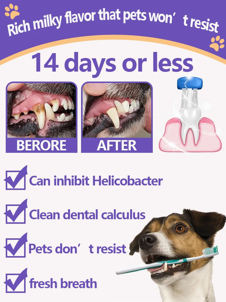 Dog toothpaste pet teeth cleaning dental care teeth plaque remover whitens teeth freshens breath