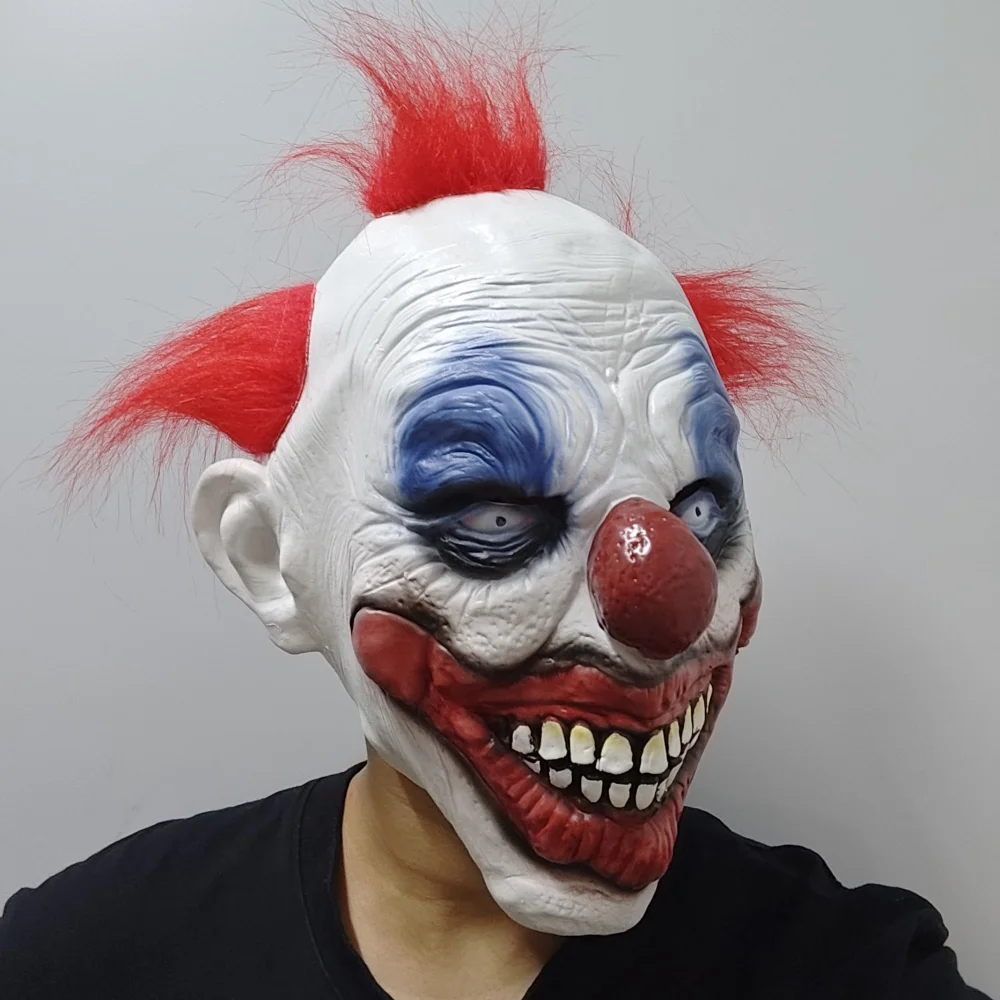Máscara de palhaço sorridente halloween cosplay festa horror palhaço traje adereços engraçado palhaço carnaval cabeça capa para fotografia fotográfica