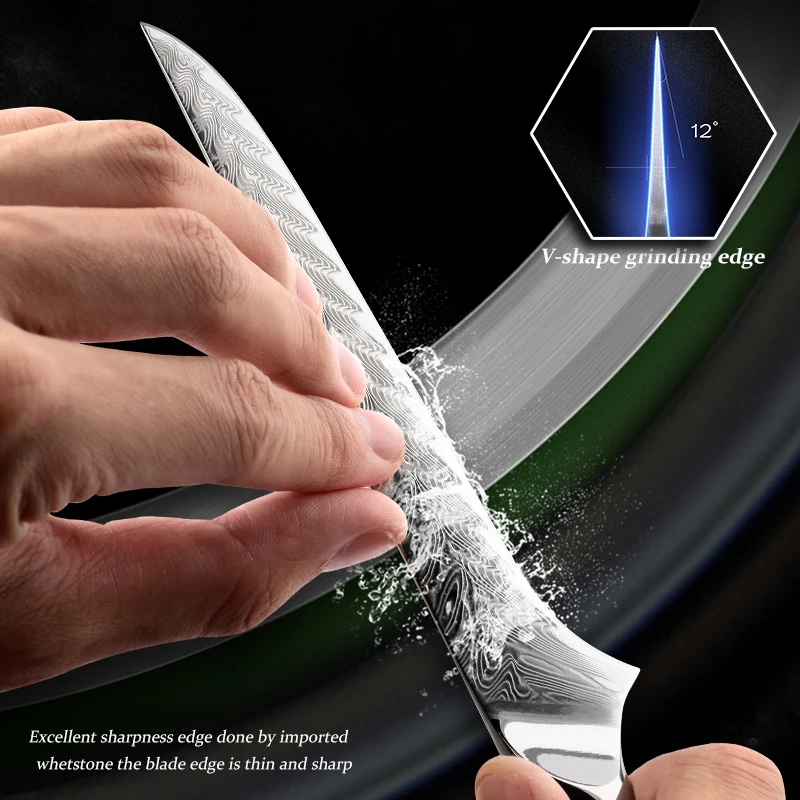 Damascus Kitchen Knives Chef\'s Boning Knife Japanese Steel Cooking Tool Home Market Cooking Cutlery Meat Vegetable Steak Knives