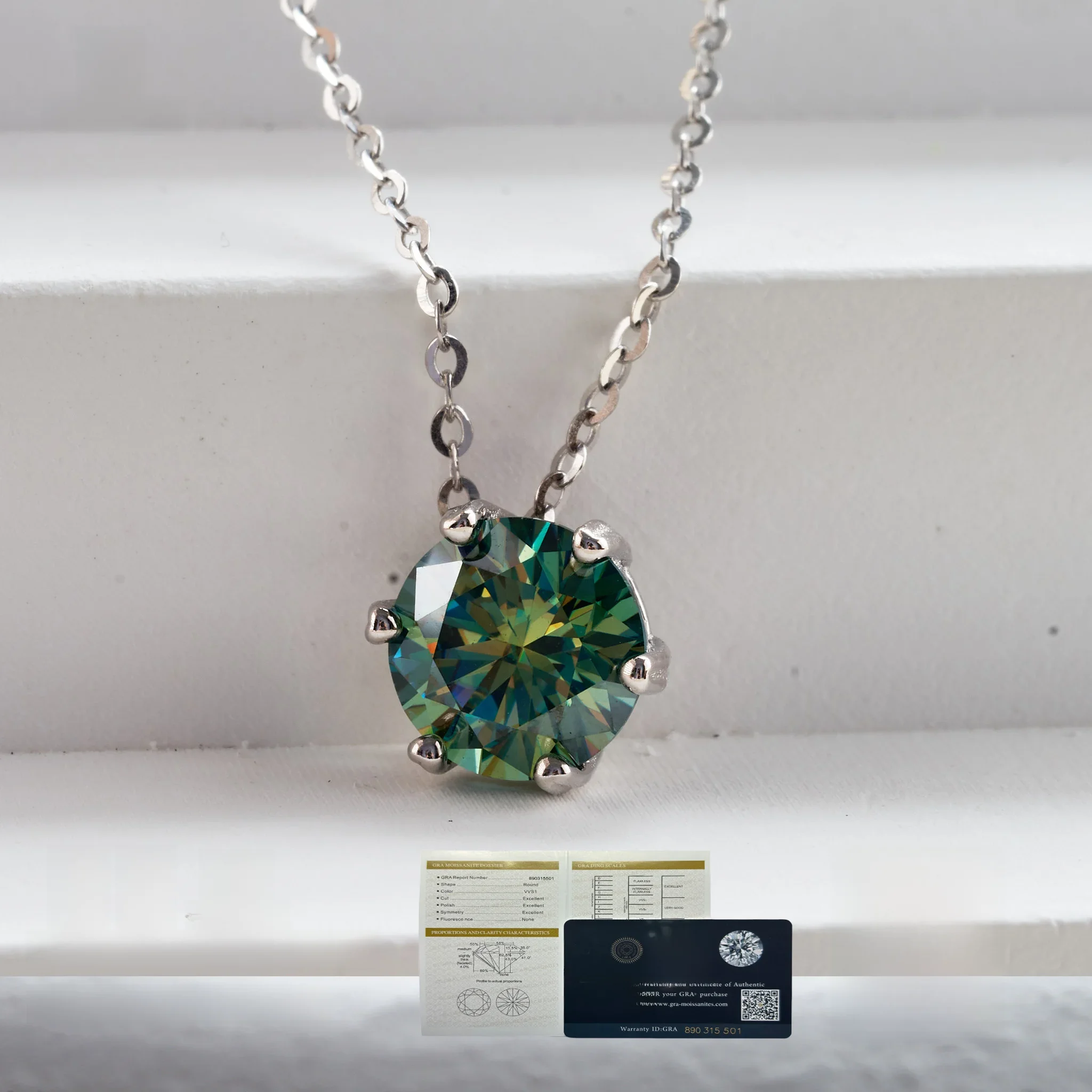 1.0 carat bluegreen color moissanite pendant necklace for charm lady S925 Sterling Silver fine Jewelry dating gift — zdjęcie 2