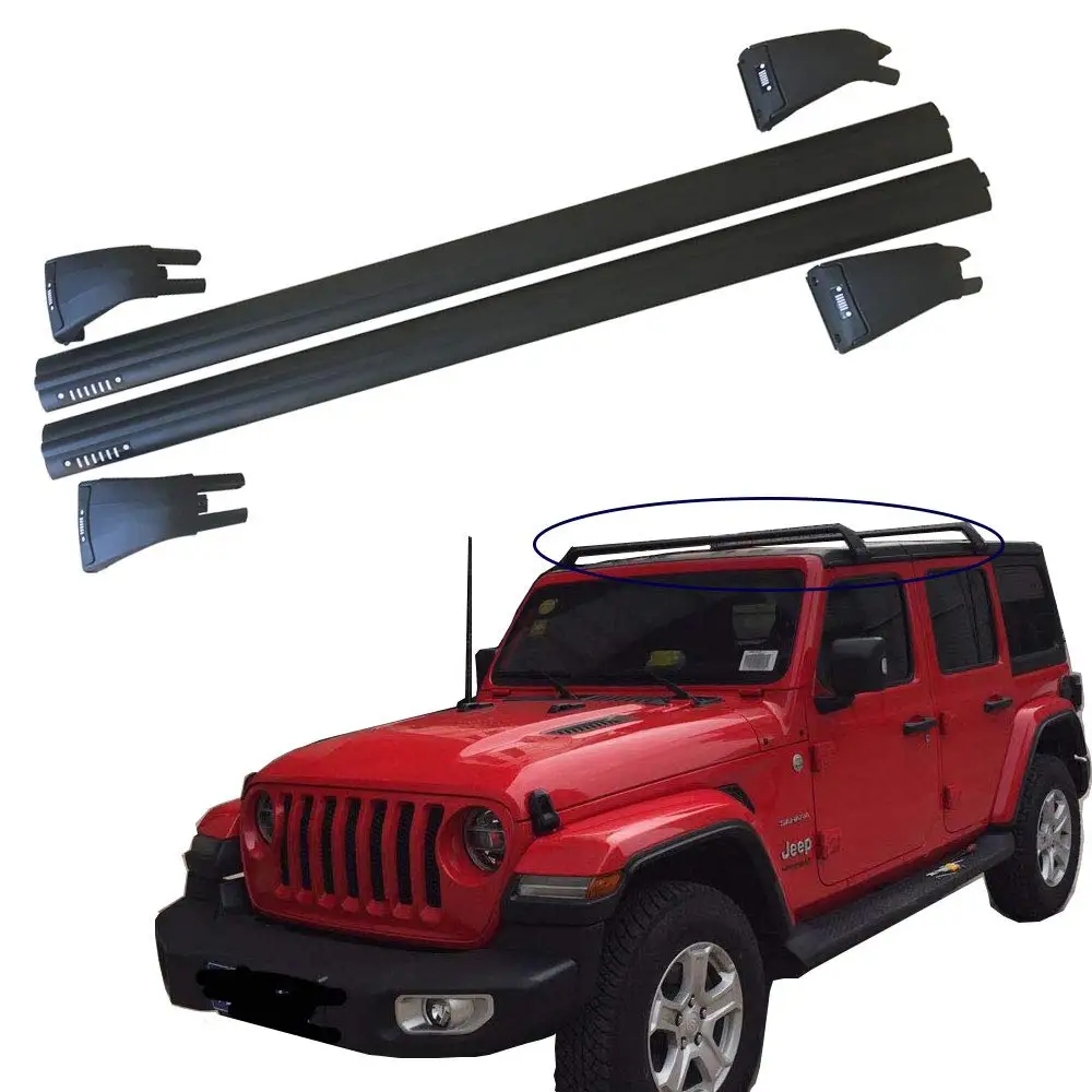 SXMA Luggage Roof Rack Roof Cross Bar Aluminum Alloy Black fit for 2018-2023 Jeep Wrangler JL JK 2007-2017 2&4 Door 1pair JL1165