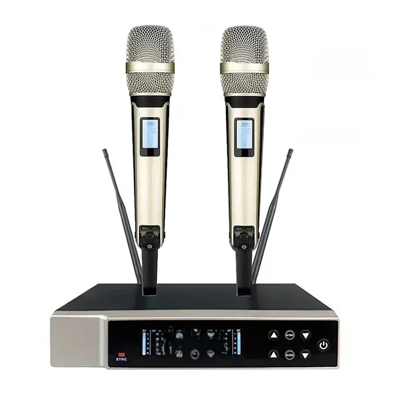 Mikrofon UHF Profesjonalny podwójny mikrofon bezprzewodowy Mikrofon ręczny do występów scenicznych Konferencje Mowa Karaoke System domowy — zdjęcie produktu 7