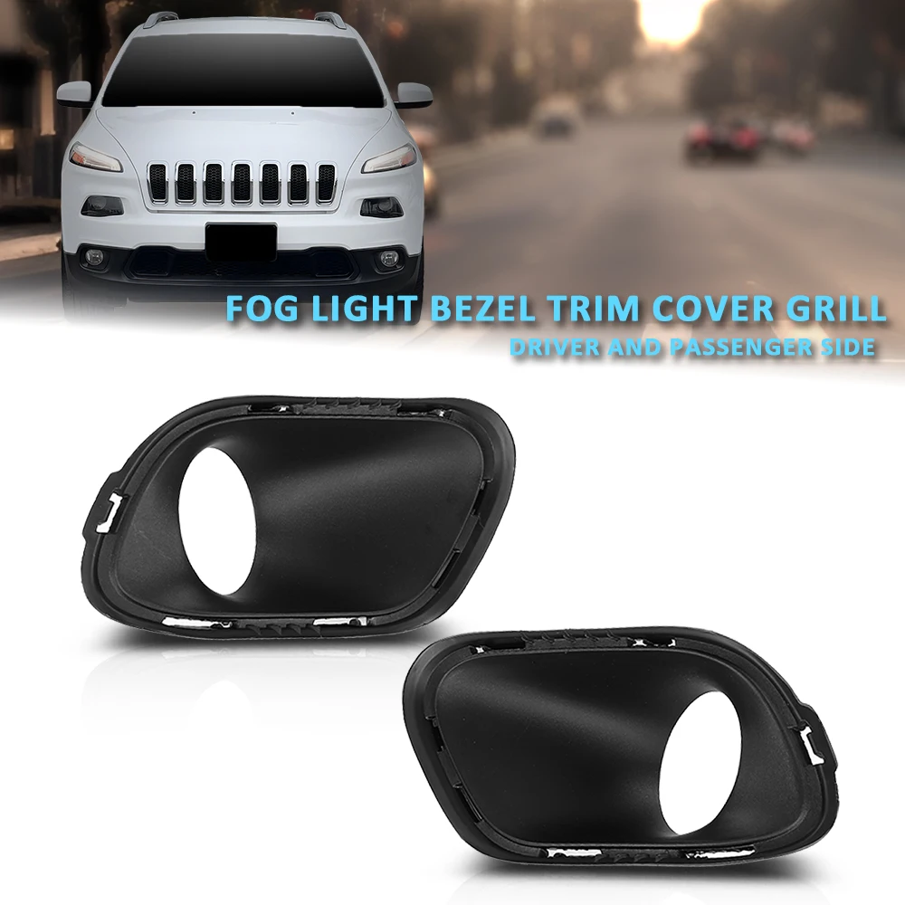 

1 пара противотуманных фар, накладка на лицевую панель, гриль, черная, подходит для Jeep Cherokee 2014-2018 68203221Aa, 68203220Aa, черный полипропиленовый пластик, прочный
