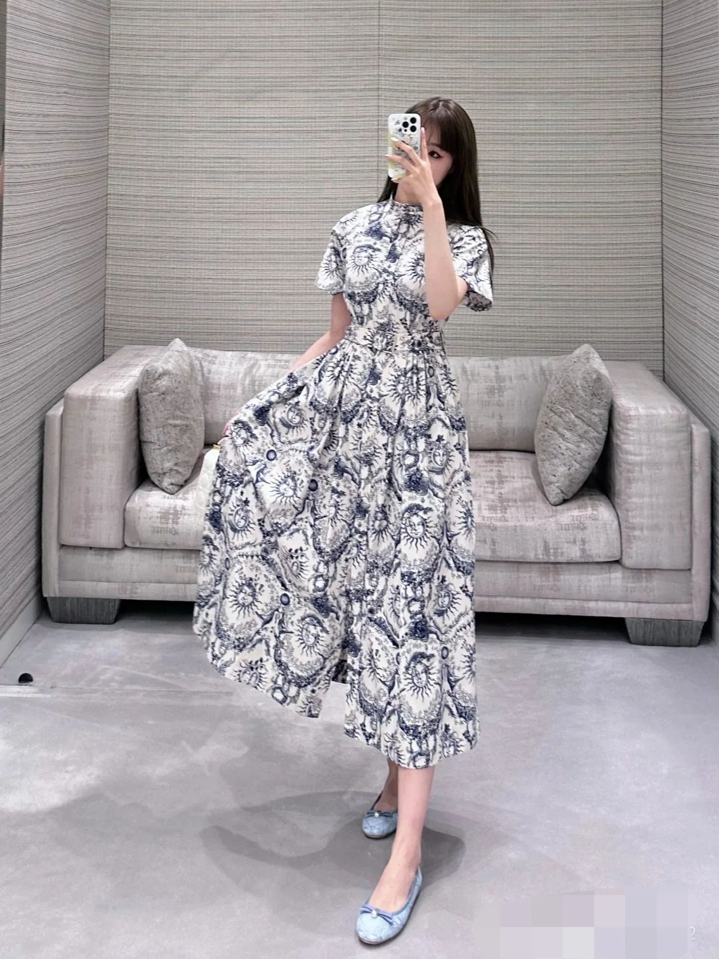 

Women's elegant fit and flare casual cotton print dress