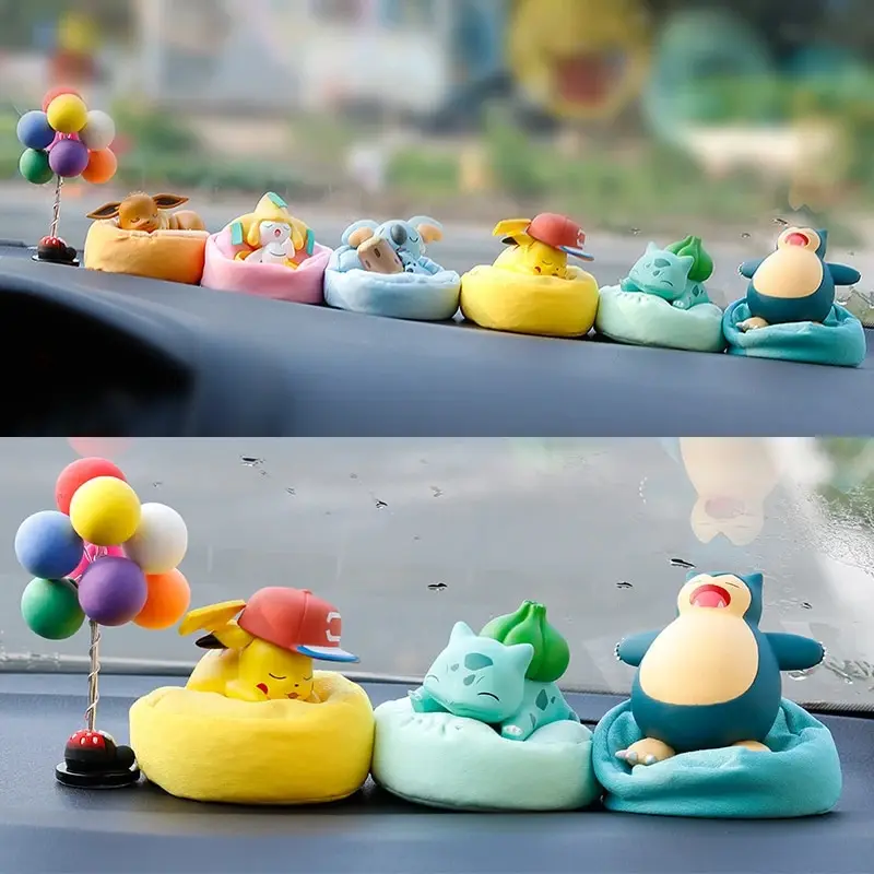 Hot Pokemon Anime Figures Pikachu Bulbasaur Action Figure Toys Car Interior Cartoon Characters Model Birthday Adult Kids Gift