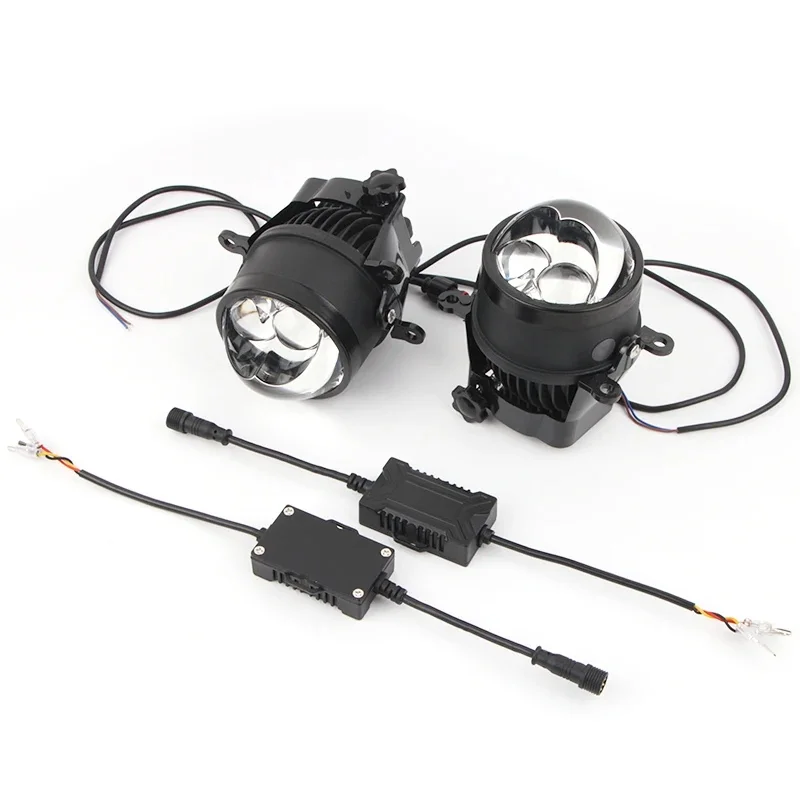 2 SZTUK Ciepła biel 4300 K 3-calowe światła przeciwmgielne Bi Led Soczewka projektora do samochodu 12v LED Podwójny laserowy reflektor przeciwmgielny Soczewka reflektora — zdjęcie 2