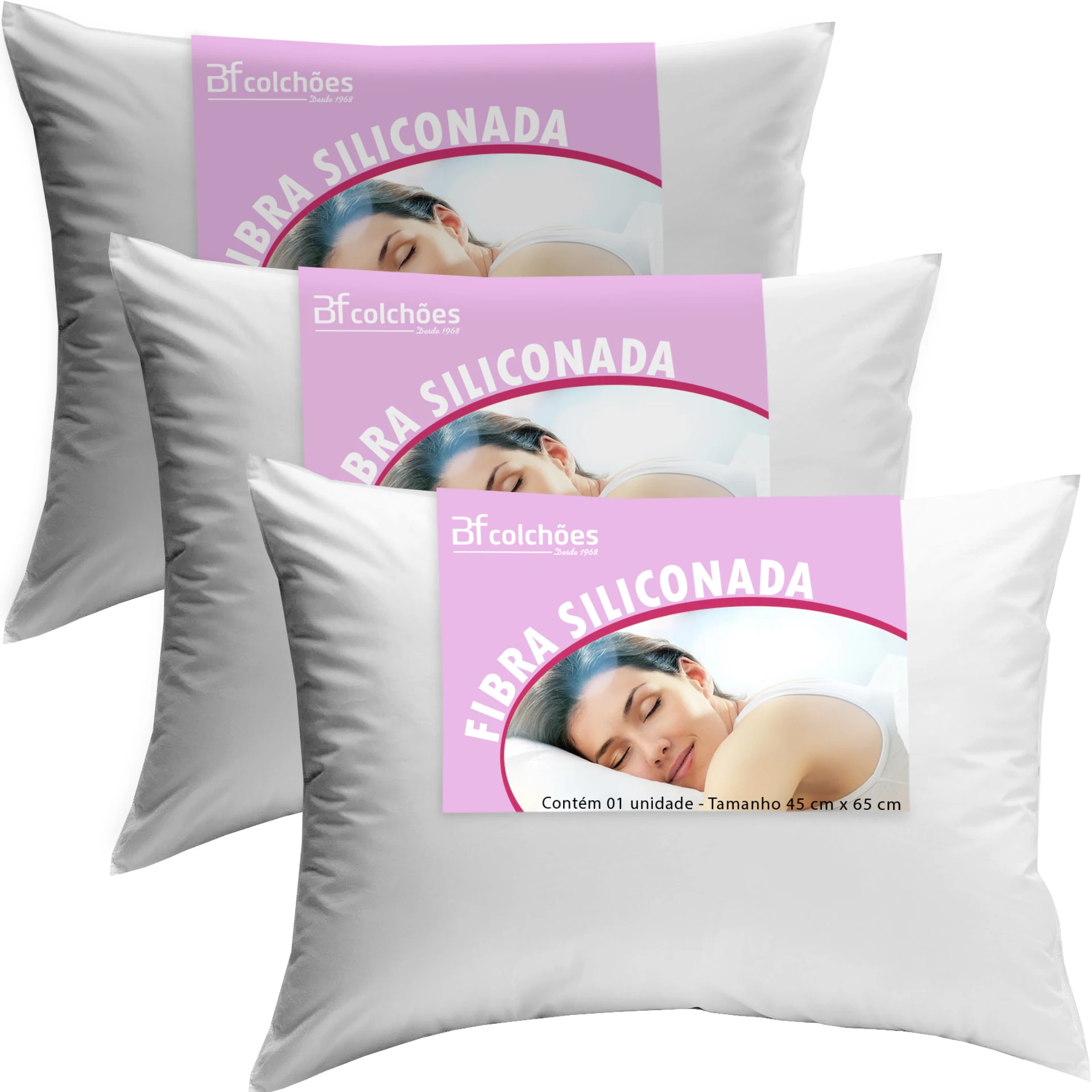 Silicone Fiber Anti-allergic 45x65cm BF Pillows Kit 3 Pillows