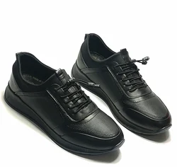 Men's black 100% leather high quality orthopedic light sole modern shoes new season paintable stretch model casual shoes