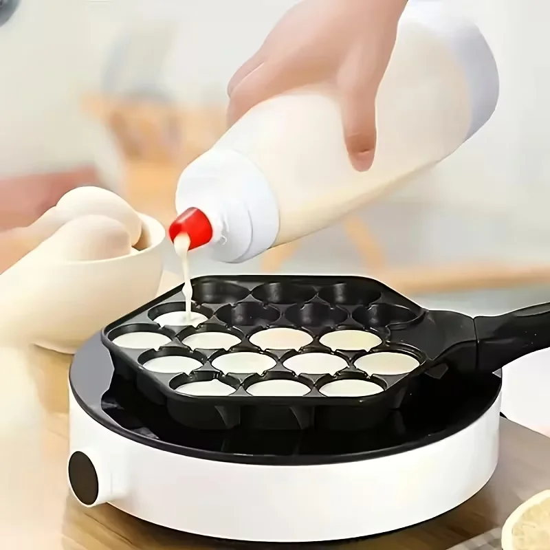 Pancake Batter Mixer Shaker Bottle Built-in Blender Ball & Wire Whisk, Hand Dough Dispenser for Pancakes Cupcakes Muffins Crepes