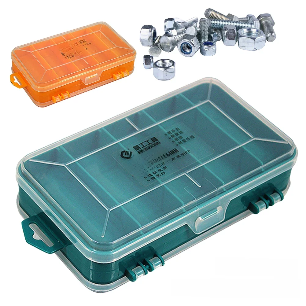 Boîte de rangement de matériel Double face, mallette à outils de rangement en plastique multifonctionnelle, boîte rectangulaire pour pièces électroniques, perles à vis