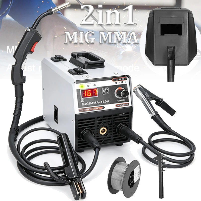 MIG MMA Schweißgerät 2-in-1 220V Inverter IGBT Automatische Drahtzuführung Kontakt-Schweißen Gasgeschütztes Schweißgerät