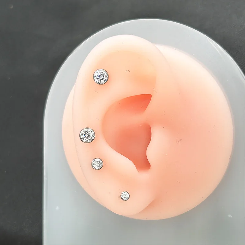 Kenbao 100 pcs Titanium Push in CZ top 16G 18G Labret Piercing Threadedless Cartilage Tragus Earrings Sexy Stud Custom-made