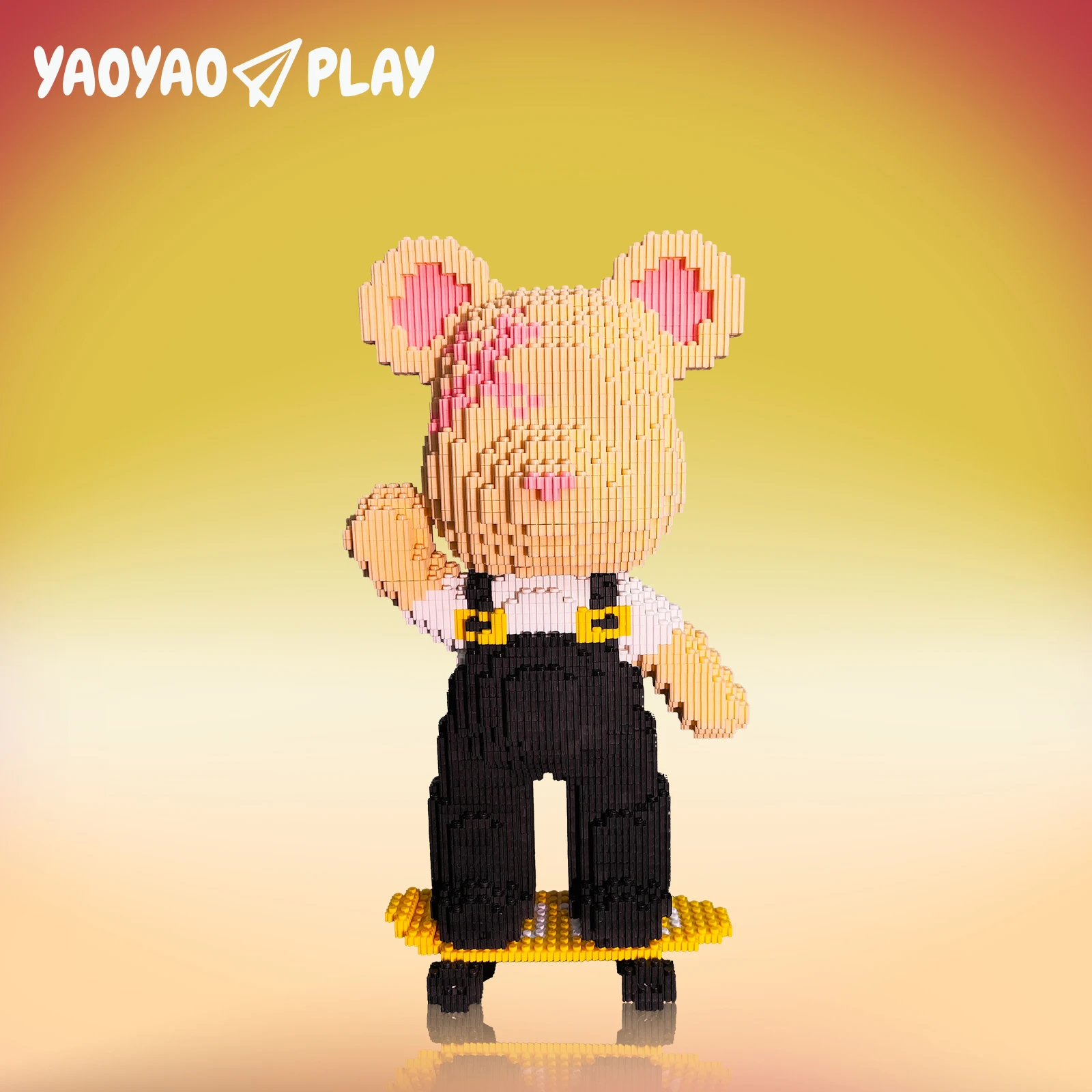 Skater Joy Medium Bear、yaoyaoselect ビルディングブロックおもちゃ、誕生日プレゼント、教育、男の子女の子の装飾、クールなレンガギフト