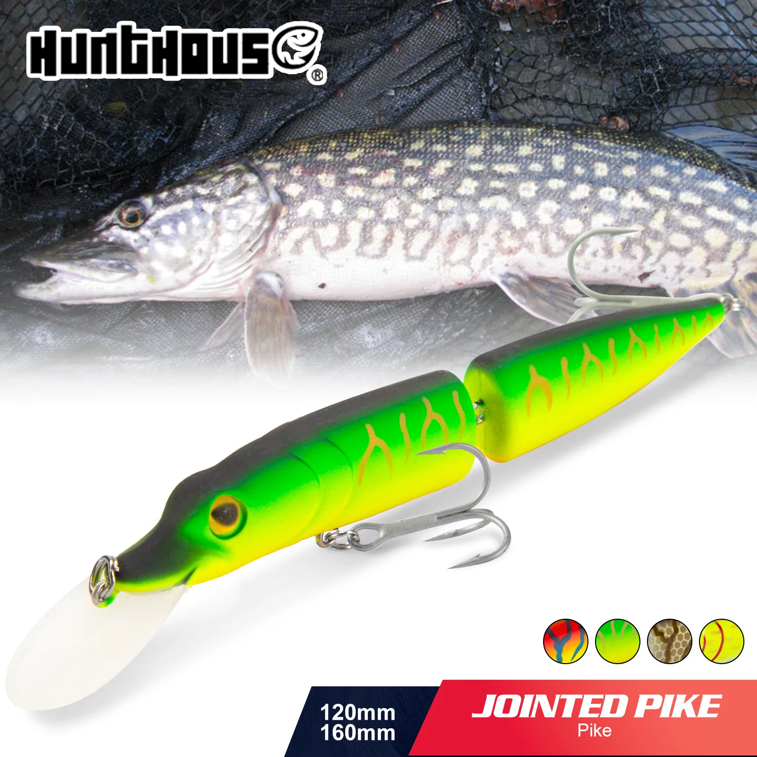 

Воблер Hunthouse Pike Minnow для морской рыбалки, жесткая приманка 120мм/160мм 16.5г/32г, двухсекционный телоупрощенный воблер для ловли щуки, рыболовные снасти