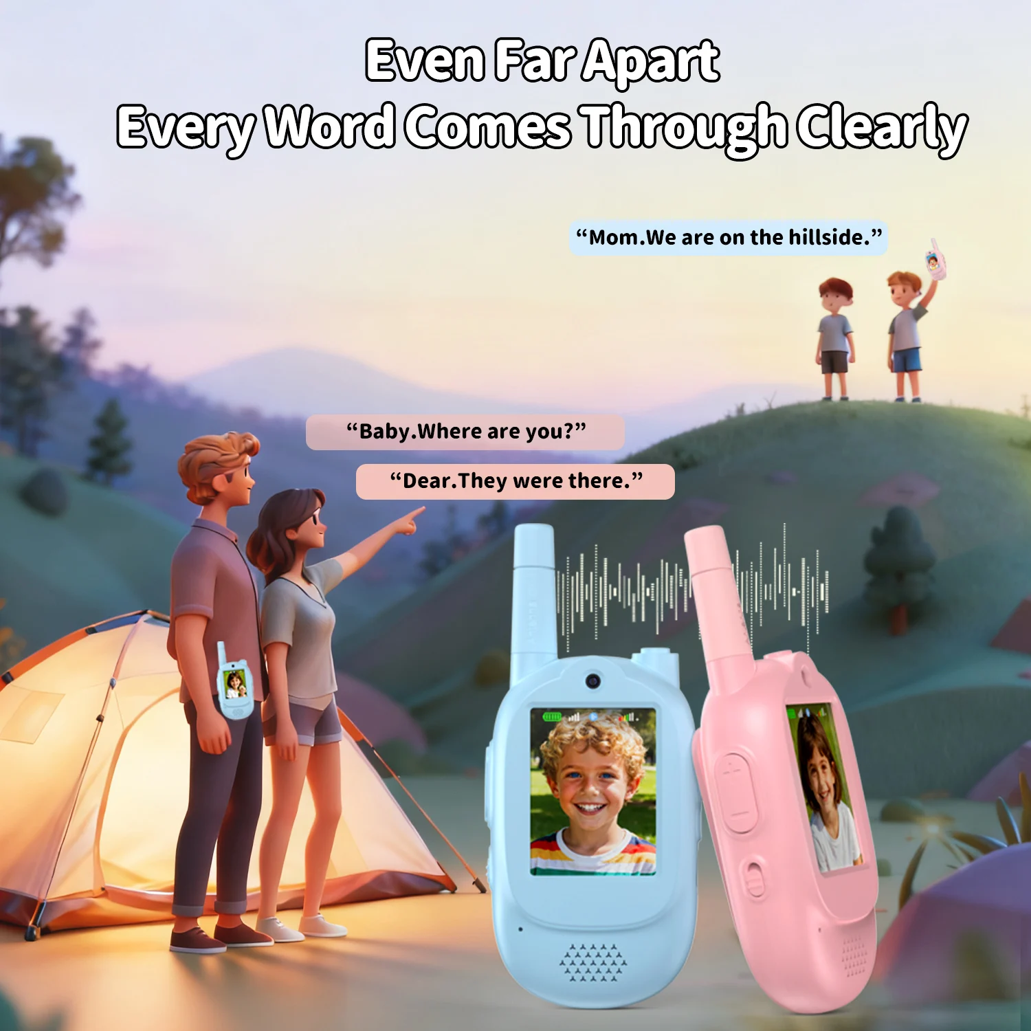 500m-1640ft-kids-video-walkie-talkie-4-voice-changers-hd-visual-2-way-radio-type-c-rechargeable-secure-outdoor-toy-2-pcs