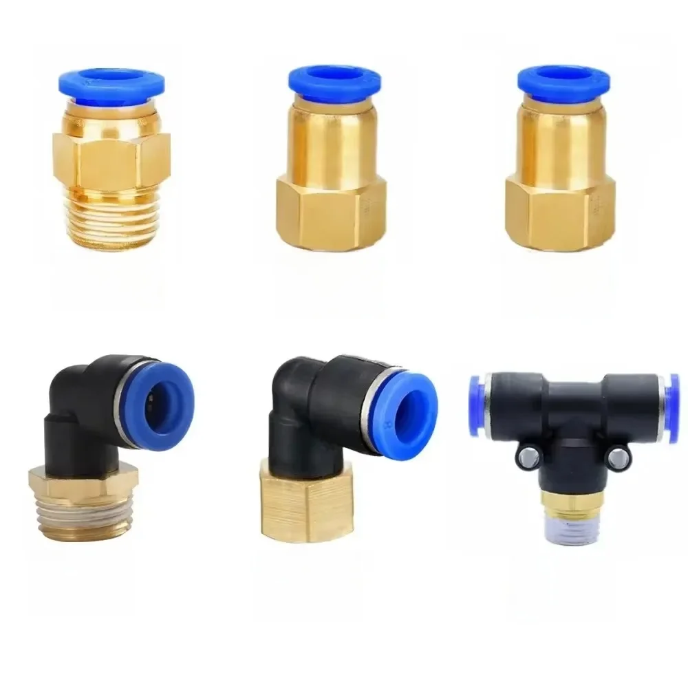 Raccord de connecteur d'air pneumatique PC PCF/PL/PLF, filetage 4/6/8/10/12mm 1/8 1/4 3/8 1/2, raccords de tuyaux, connecteurs rapides