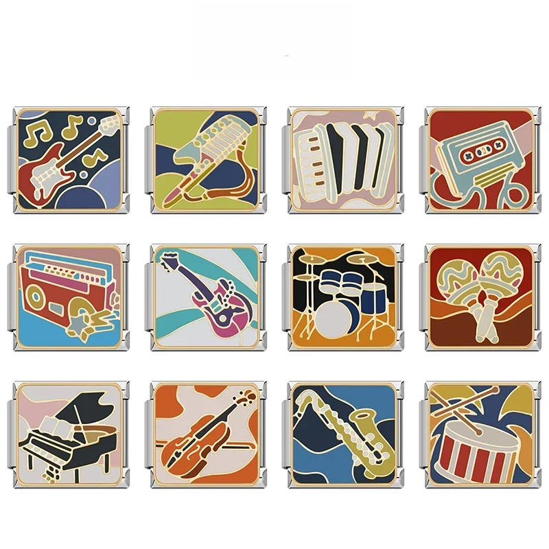 Hapiship 2024 cadeau pour femmes musique guitare Piano breloques italiennes liens perles ajustement 9mm Bracelet en acier inoxydable bijoux à bricoler soi-même DJ1319-B