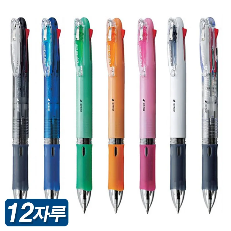 Zebra Clip-on Slim 4C Multi Pen 1 Ta 12 Sit B4A5 0.7mm Knock Ball Pen ZEBRA Clip-on slim 4 color type knock style 12ea