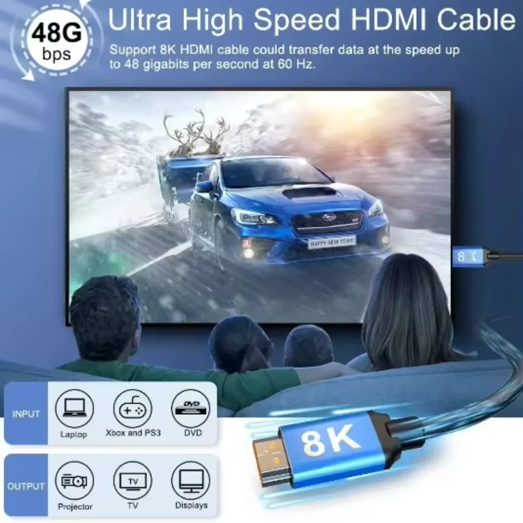 2.1 فولت 8K 120 هرتز 4K 144 هرتز 1.5 متر عالي السرعة PS5 Xbox Series X S متوافق مع HDR ARC صورة صوت Ultra HD Gamer TV