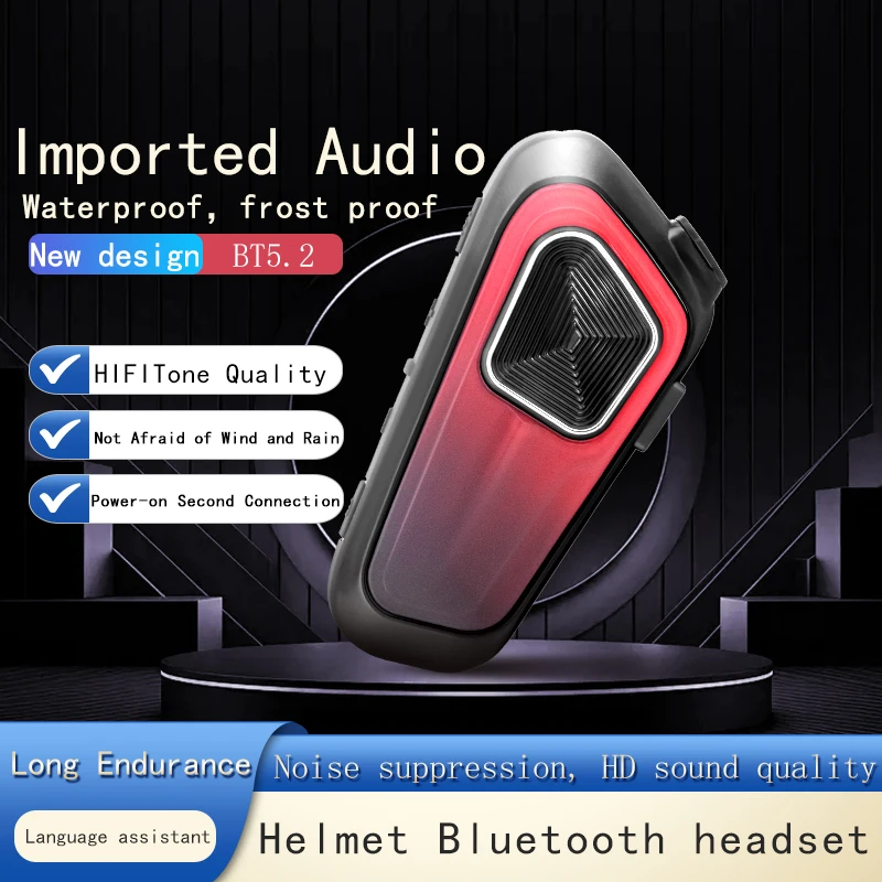 Bluetooth 5.2 Helmet Headset Wireless Hands-free Call Phone Kit Motorcycle Waterproof Earphone MP3 Music Player Speaker for Moto