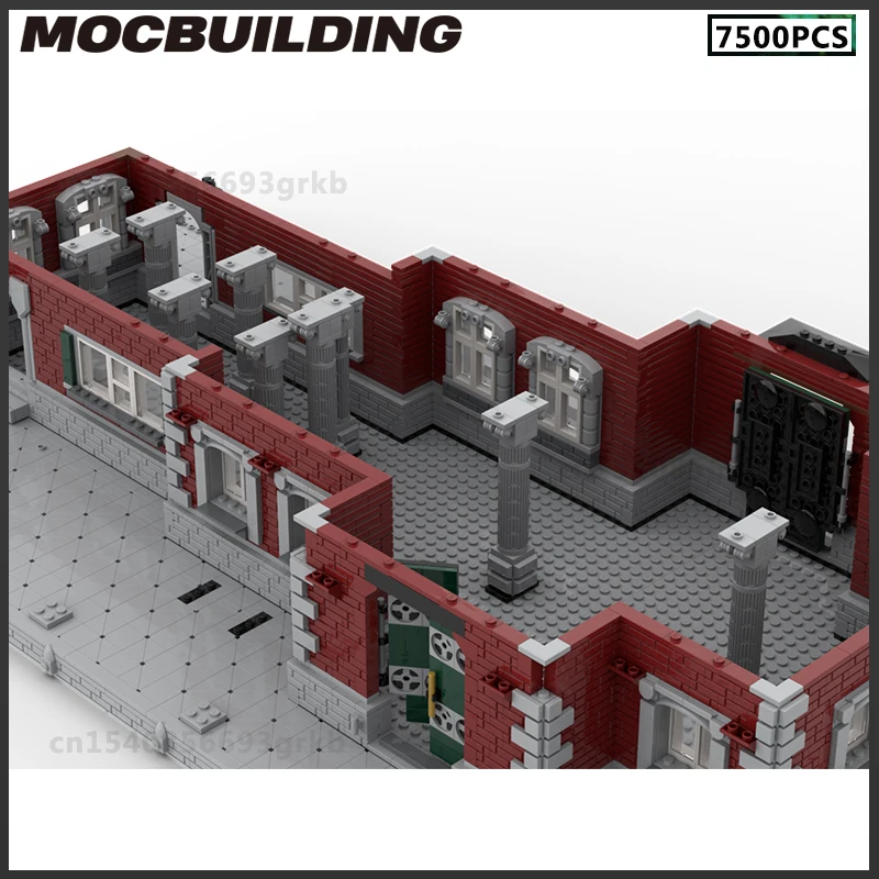 MOC Building Blocks Village Railroad Station Train Railway Platform DIY Bricks Model Christmas Gifts Assembled Toys Collection