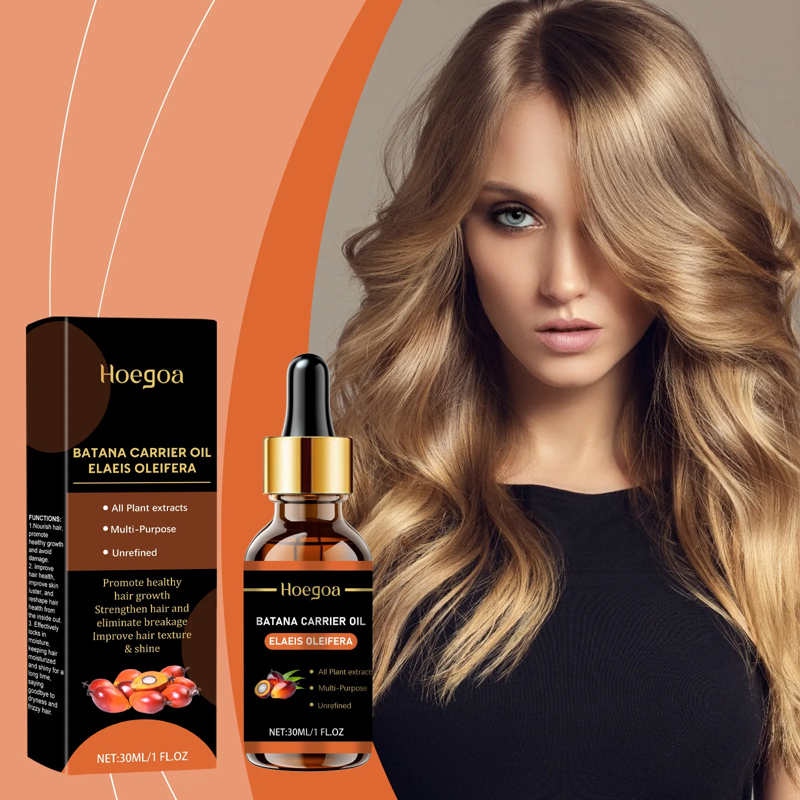 

HOEGOA Hair Gloss Repair Healthy Luster Improve Hair Elasticity And Reduce Breakage Batana Hair Growth Essential Oil
