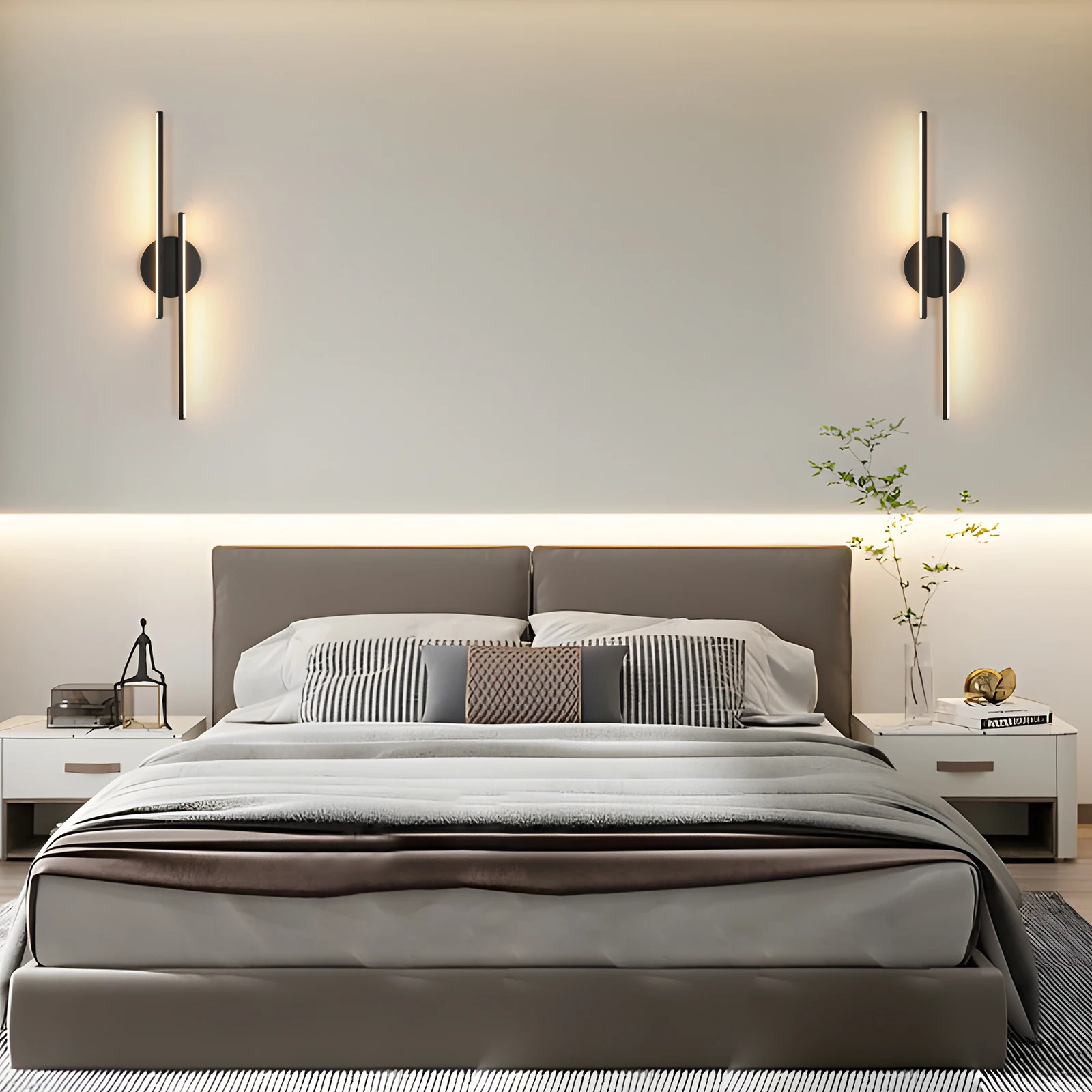 LED-Wandleuchten, modern, 24 W, Wandleuchte für den Innenbereich, schwarze Wandleuchte für Schlafzimmer, Spiegel, Wohnzimmer, Esszimmer, Treppe 3000 K – Detail 3
