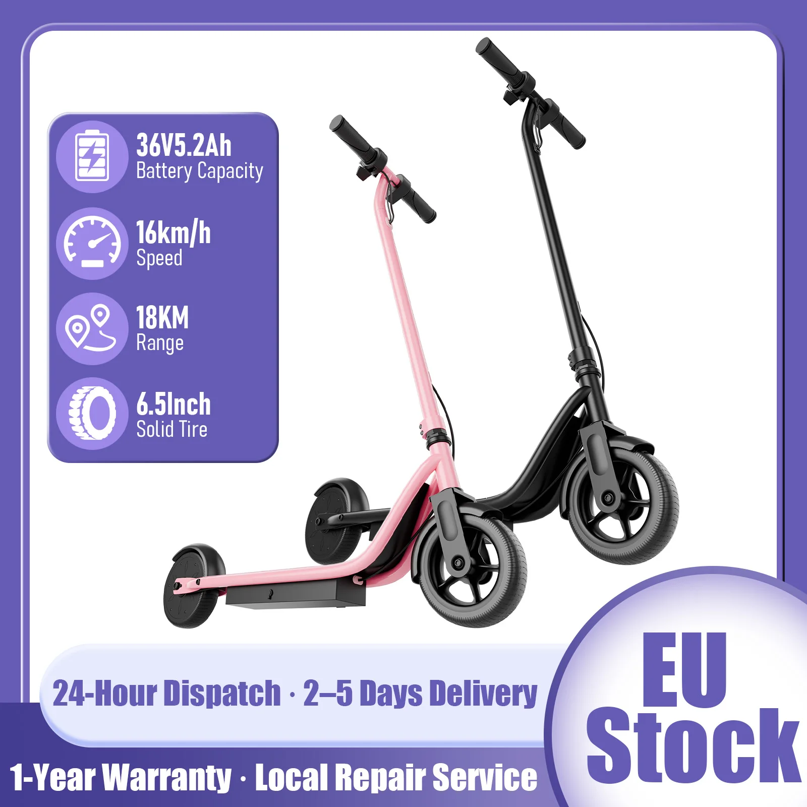ATSANT F65, monopattino elettrico per bambini, ruote da 6,5 pollici, pieghevole, compatto, ideale per bambini dai 6 ai 12 anni, batteria da 36 V, autonomia di 18 km.