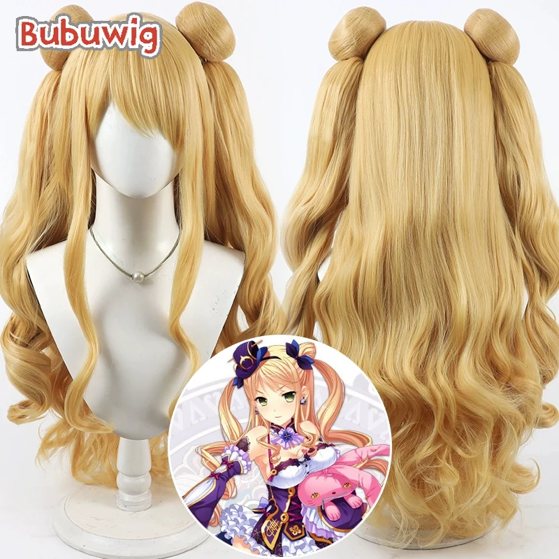 

Bubuwig Synthetic Hair Soukou Shiren Cosplay Wigs With Buns Shin Koihime Soukou Shiren 80cm Blonde Ponytail Wig Heat Resistant