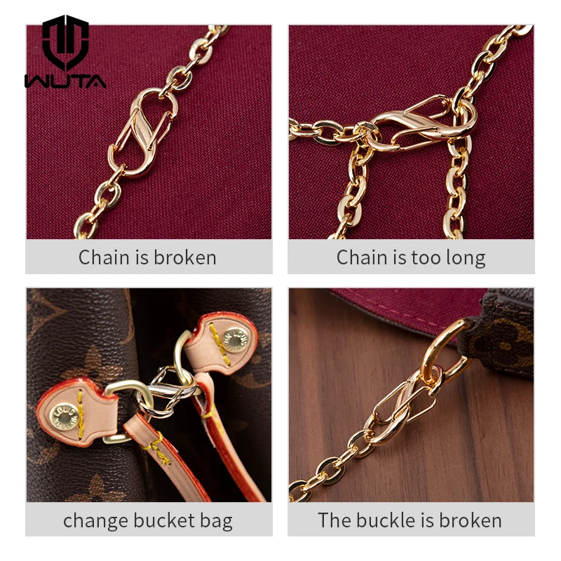 WUTA 4pcs Bag Chain Adjuster Buckle S-shaped Bag Strap Shortening Extension Buckle Shoulder Strap Shorten Golden Bag Accessories