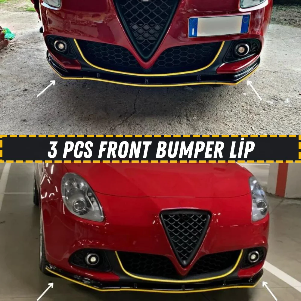 For Alfa Romeo Giulietta Front Bumper Lip Body Kit Spoiler Splitter Diffuser 3pcs High Quality ABS Plastic Professional