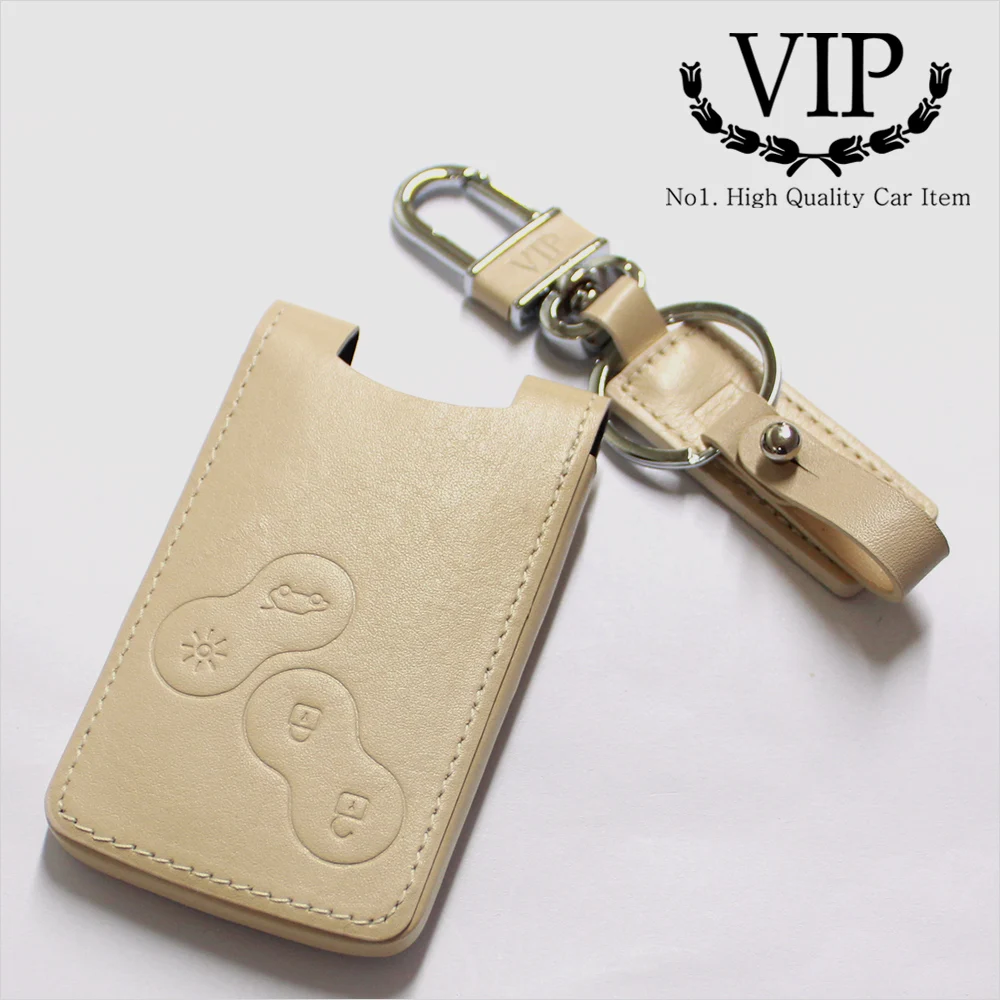 Natural Leather Smart Key Case for VIP Renault Samsung 4 Button/SM3 QM3 QM5 SM7 Car Key Case Smart Leather Key Cover Automatic car key case