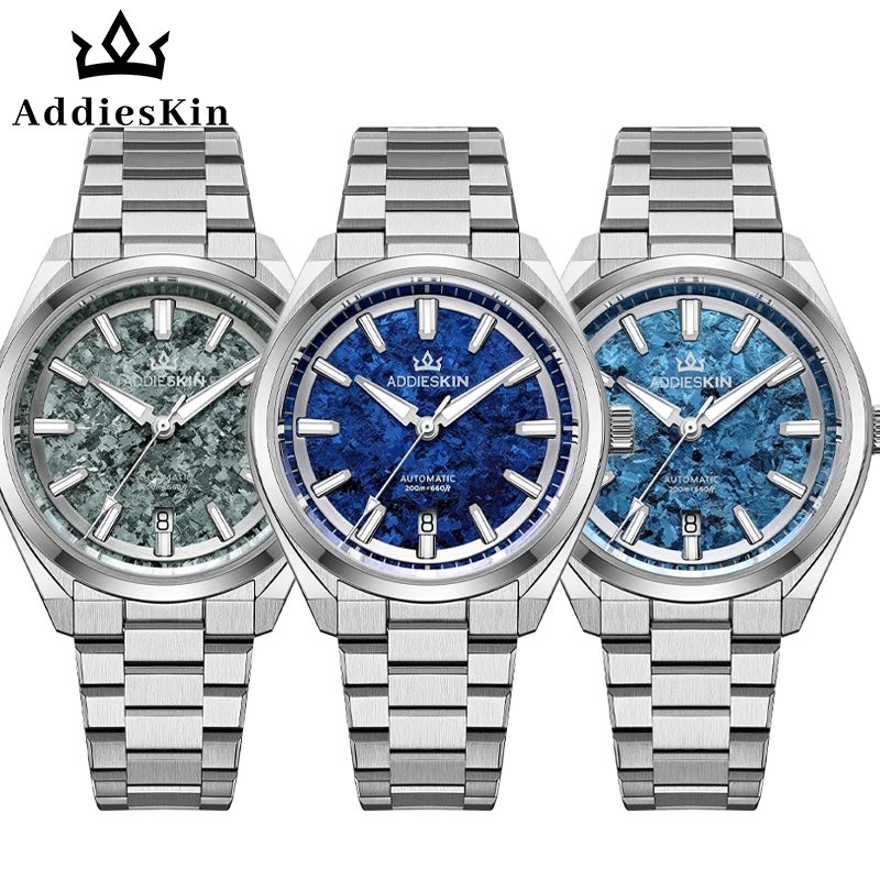 Addieskin K006 Ice Crack Titanium Dial Luxury Watch for Men 40mm 200m Waterproof Sapphire Crystal BGW9 Luminous 9015 Watch Gift