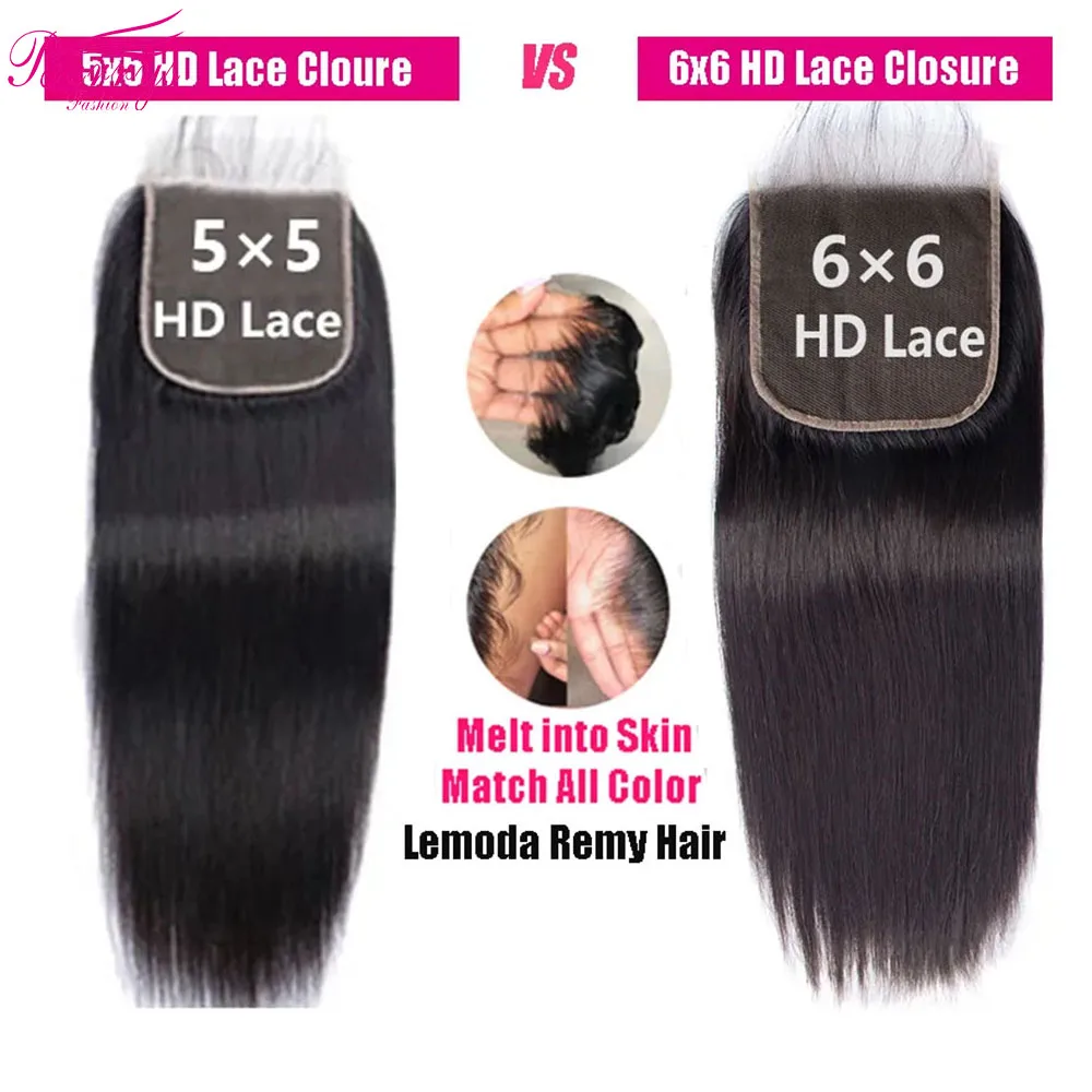 شعر برازيلي طبيعي دانتيل إغلاق أمامي ، شعر مستقيم ، 6x6 ، 4x4 ، 5x5 ، للنساء